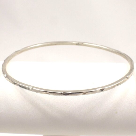 Taxco Jewelry - VTG 925 Sterling Silver Cut Stacking Bangle Bracelet Taxco Mexico 8in 2.5mm 10g